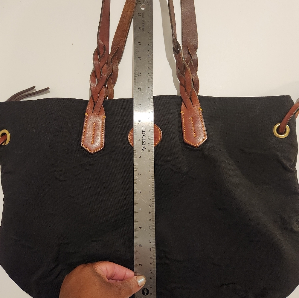 Vintage Dooney & BOURKE Black Tote Bag with Brown Leather Straps - Picture 11 of 13
